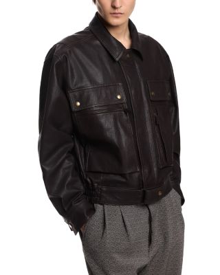 Blouson Vintage Effect Leather Jacket