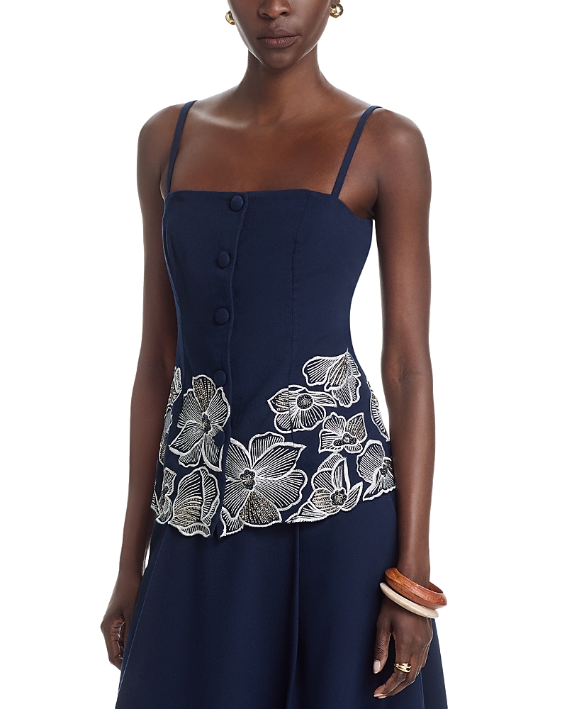 Toccin Eve Square Neck Button Front Cutaway Top