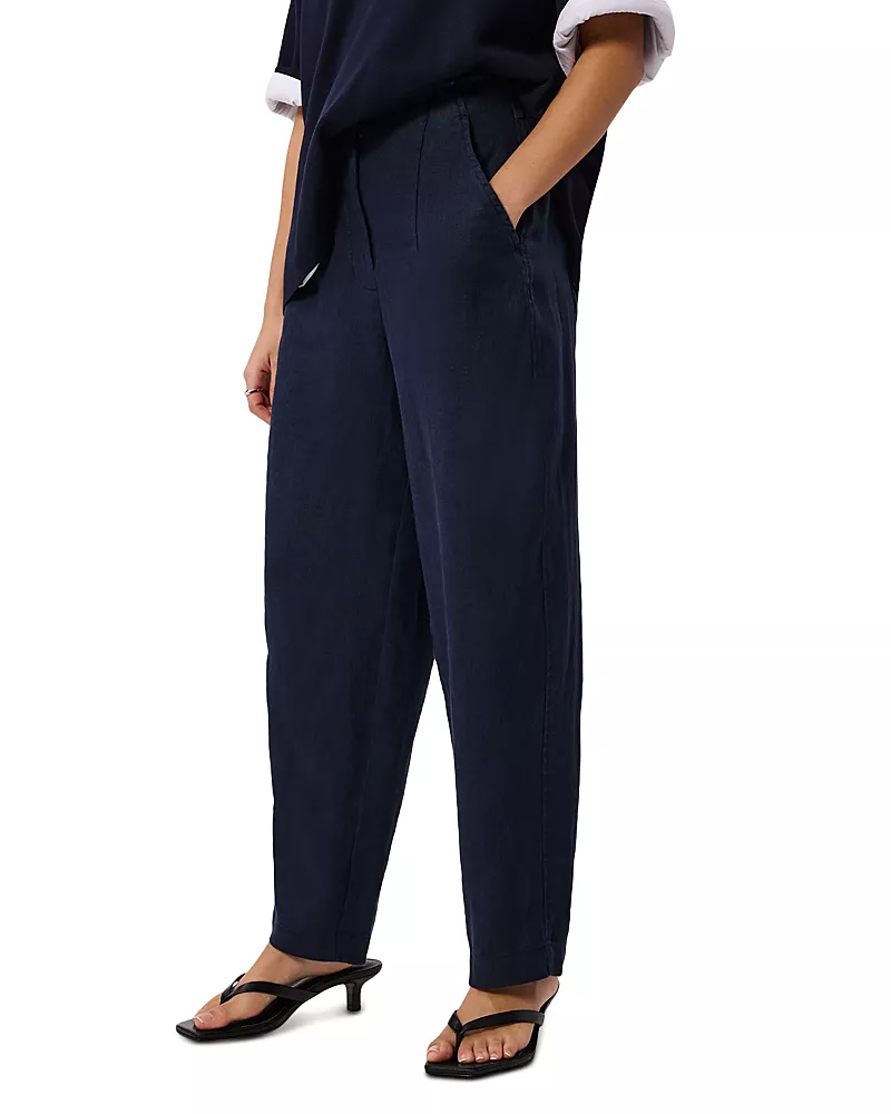 Whistles Petites Linen Barrel Leg Trousers