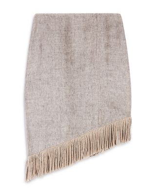 Heavy Canvas Fringe Trim Linen Skirt