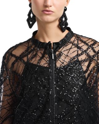 Tulle Jacket with Allover Sequin Embroidery