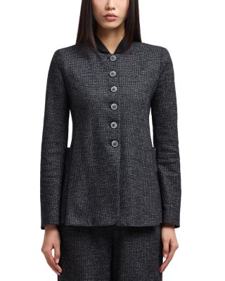 Micro Houndstooth Back Pleat Blazer