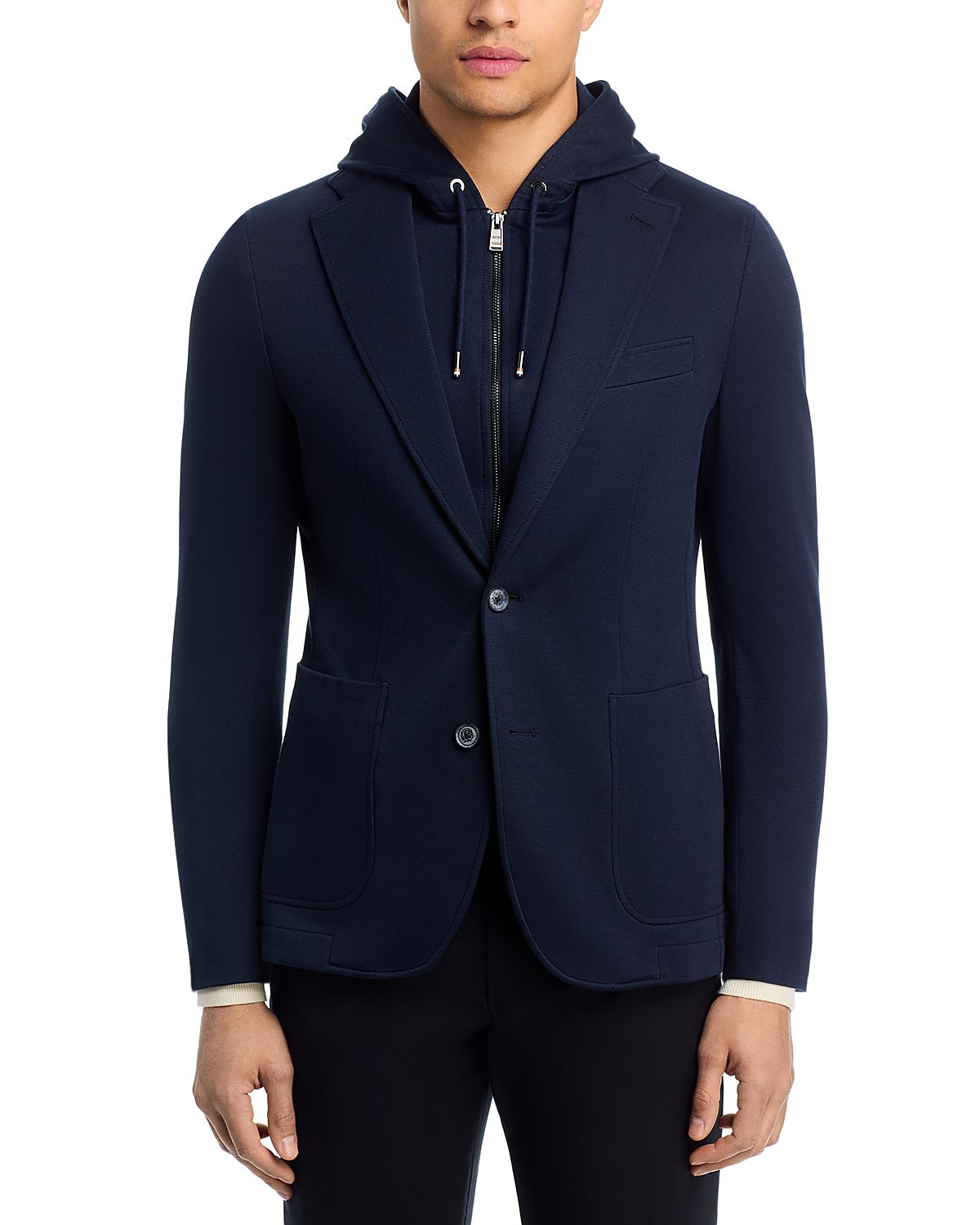 Boss Hanry Slim Fit Jersey Sport Coat with Removable Hood