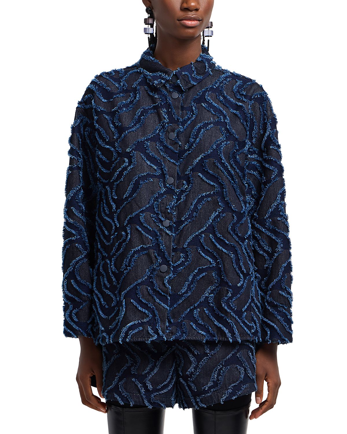 Emporio Armani Fringe Embossed Blouson Denim Jacket