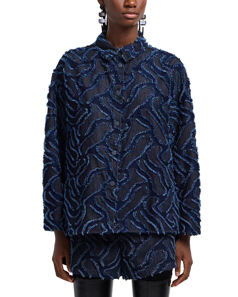 Emporio Armani Fringe Embossed Blouson Denim Jacket