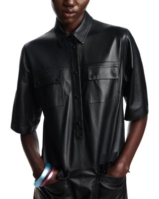 Leather Collared Dress