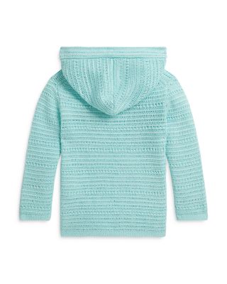 Girls' Crocheted Cotton Hooded Sweater - Little Kid