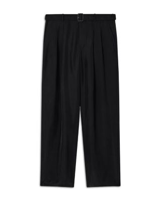 Silk Straight Leg Belted Trousers