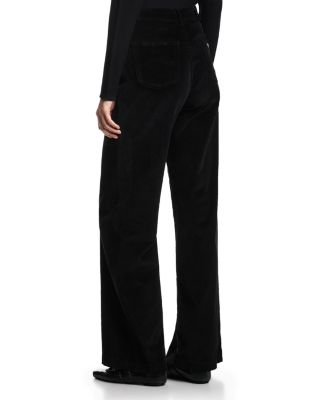 High Rise Wide Garment Dyed Corduroy Jeans in Black