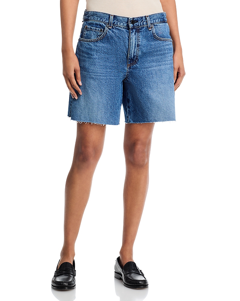 Assk Ny Sloop Mid Rise Denim Shorts in Port