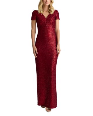 Velvet Sequined Deep V Gown