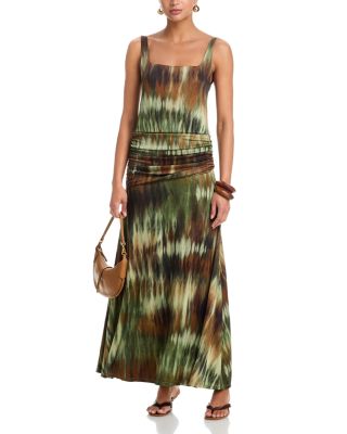 Pine Green Plant Of Joy Ankle Dress