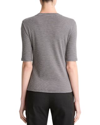 Striped Elbow Sleeve Crewneck Tee