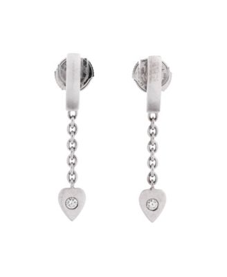  Mon Amour Heart Drop Earrings 18K White Gold with Diamonds