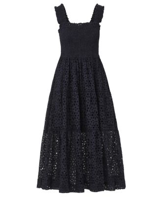  Kristen Sleeveless Smocked Eyelet Midi Dress