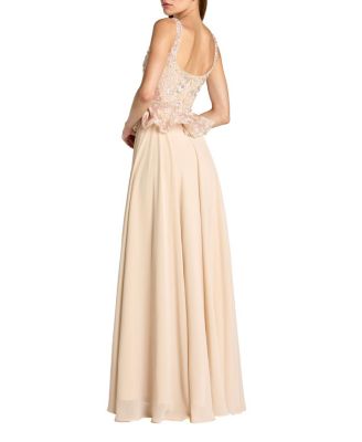  Petite Embroidered Peplum Top With Chiffon Skirt Gown