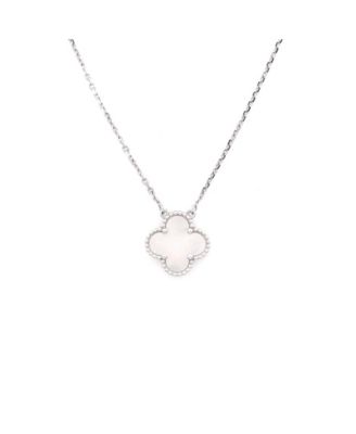  Vintage Alhambra Pendant Necklace 18K White Gold and Mother of Pearl, 16.25"