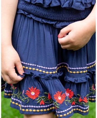  Girls' Embroidered Zoe Smocked Tiered Dress - Little Kid, Big Kid
