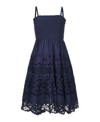  Girls' Eyelet Lila Dress Tiered Smocked Dress - Little Kid, Big Kid