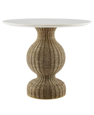  Zale 36" Marble and Seagrass Dining Table