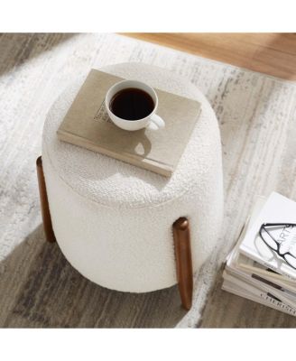 Riven Upholstered Boucle Fabric Ottoman