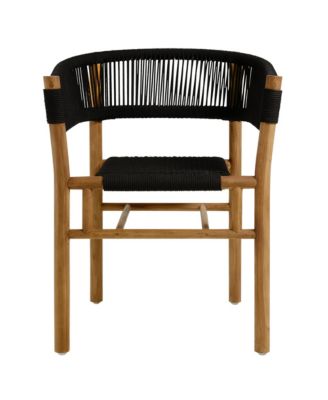  Vienna Outdoor Patio Teak and Rope Curved-Back Dining Armchairs, Set of 2