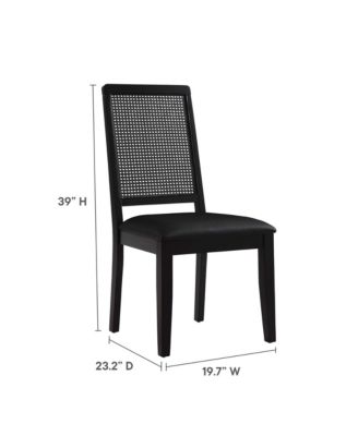 Arlo Faux Leather Upholstered Faux Rattan and Wood Dining Side Chairs, Set of 2