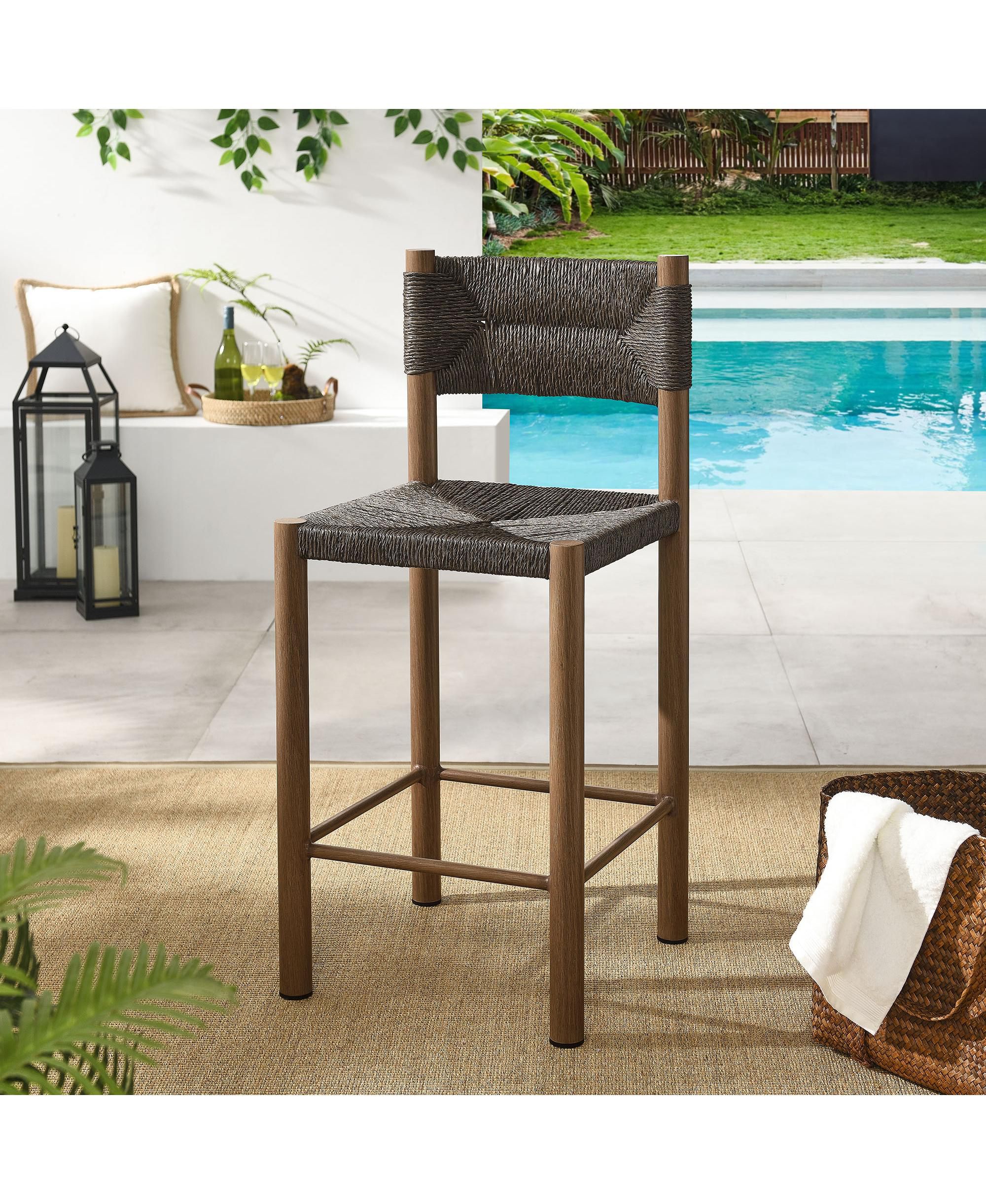 Parkland Outdoor Patio Rattan and Aluminum Counter Stools, Set of 2 — Image 5