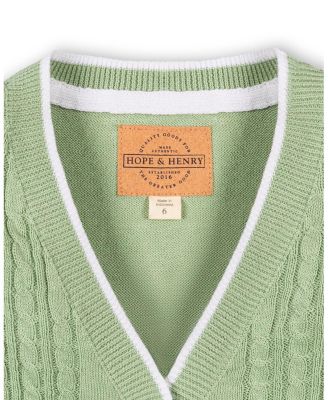Boys' Organic Cable Cardigan Sweater with Tipping - Big Kid
