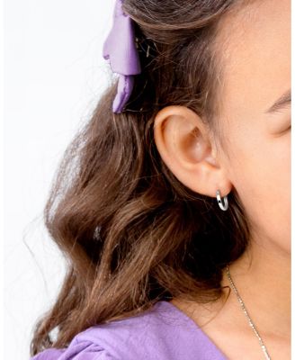 Girls' Sterling Silver Modern Huggie Hoops Earrings -Baby, Little Kid, Big Kid