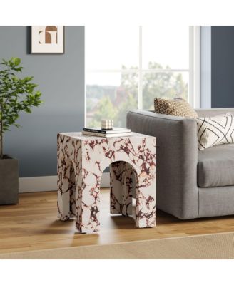 Valen Square Indoor - Outdoor Patio Arched Concrete Side Table