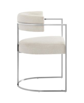 Huron Curved Back Fabric and Metal Dining Accent Chair