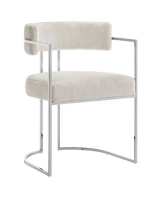 Huron Curved Back Fabric and Metal Dining Accent Chair