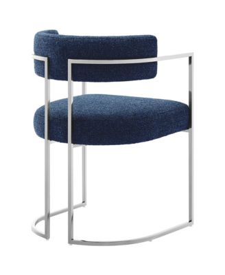 Huron Curved Back Fabric and Metal Dining Accent Chair