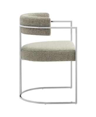Huron Curved Back Fabric and Metal Dining Accent Chair