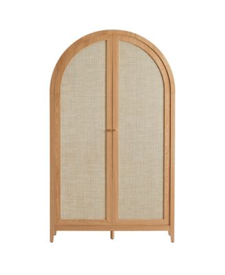 Calista 79" Tall Wide Rattan Arched Storage Cabinet