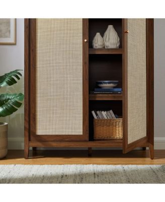 Calista 79" Tall Wide Rattan Arched Storage Cabinet