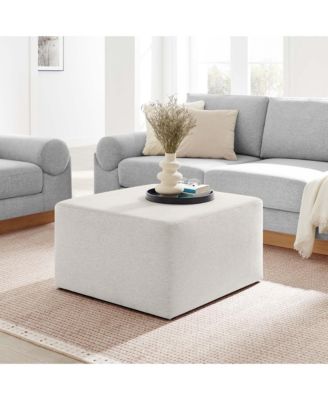  Callum Large 28" Square Woven Heathered Fabric Upholstered Ottoman