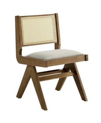  Thera Leather and Cane Dining Side Chairs, Set of 2