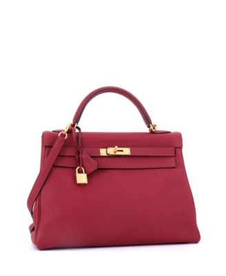 Kelly 32 Handbag Red Togo with Gold Hardware