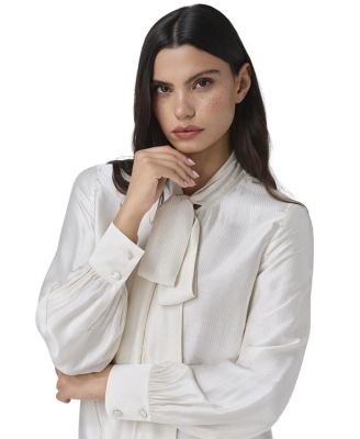 Anna Satin Tie Neck Blouse