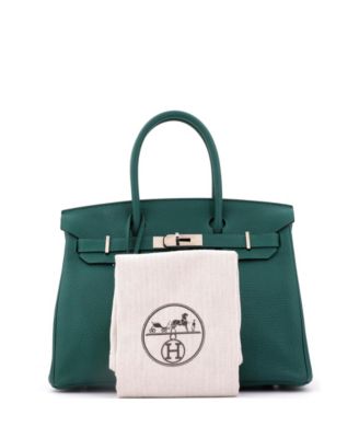Birkin 30 Handbag Green Togo with Palladium Hardware
