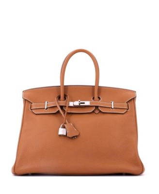 Birkin 35 Handbag Brown Togo with Palladium Hardware