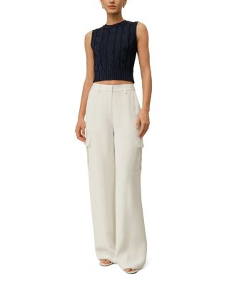  White Silk Crepe Cargo Pant