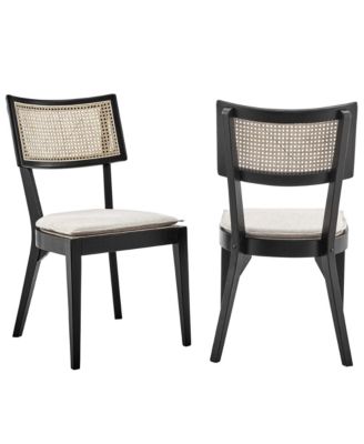 Caledonia Fabric Upholstered Wood Dining Chair, Set of 2