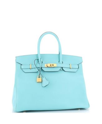 Birkin 35 Handbag Blue Epsom with Gold Hardware