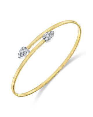 14K White & Yellow Gold Diamond Pav&eacute; Bypass Bangle Bracelet