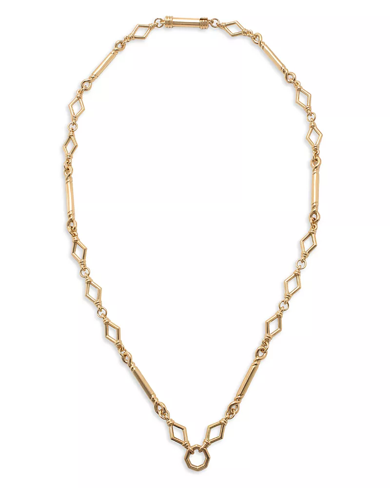 David Webb 18K Yellow Gold Harlequin Baton Chain Necklace, 18