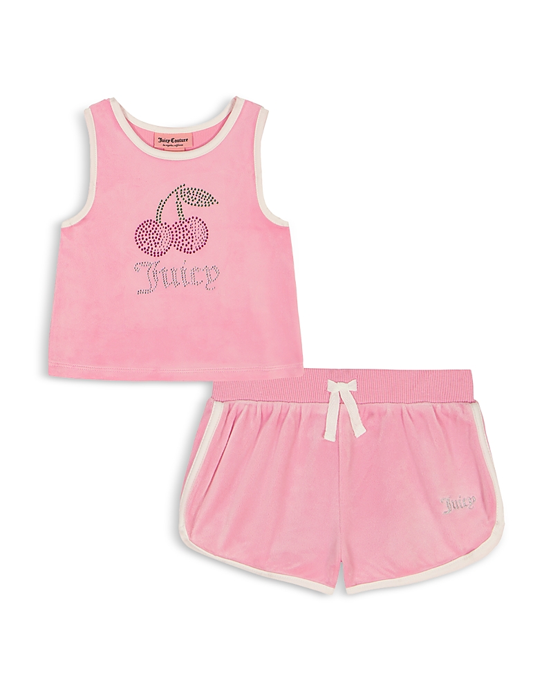 Juicy Couture Girls' Velour 2 Piece Rhinestone Shorts Set - Little Kid