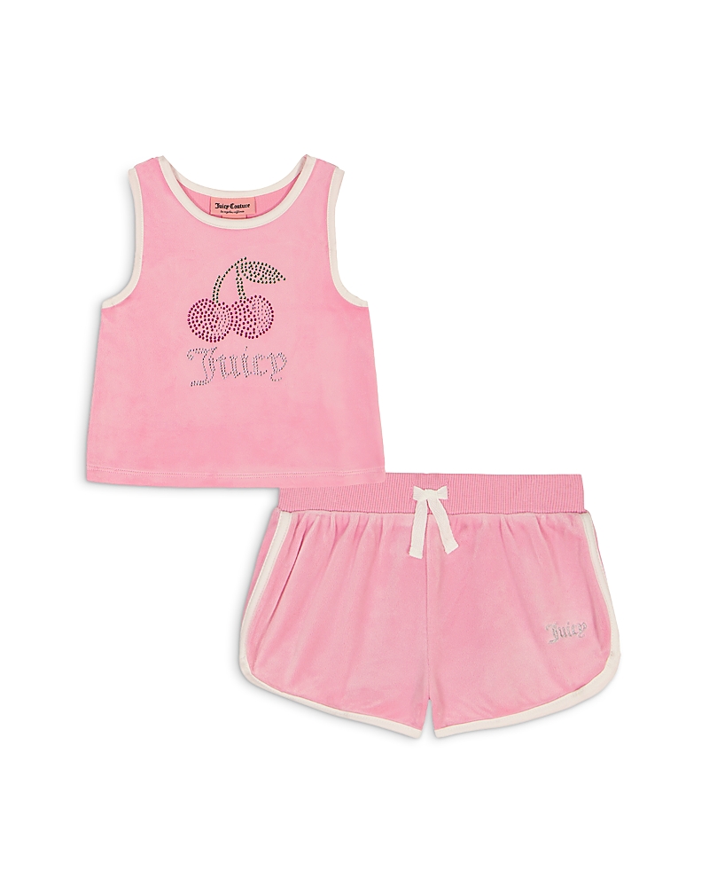 Juicy Couture Girls' Velour 2 Piece Rhinestone Shorts Set - Little Kid